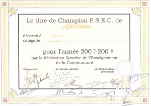 Athlétisme Champion francophone